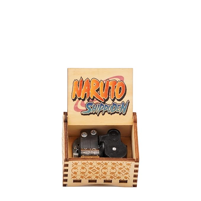 Naruto Automatic Music Box – Hand-Cranked Wooden Collectible with Laser Engraved Design