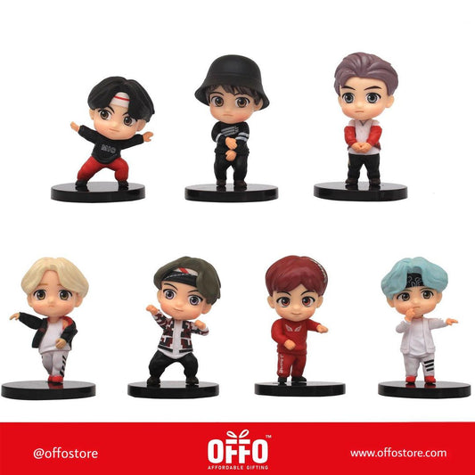 BTS Tiny Tans Figurines- Mic drop Dancing (Set of 7) [Size : 7-8 cm]