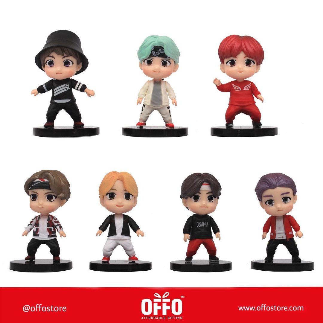 BTS Tiny Tans Figurines- Mic drop standing (Set of 7) [Size : 7-8 cm]