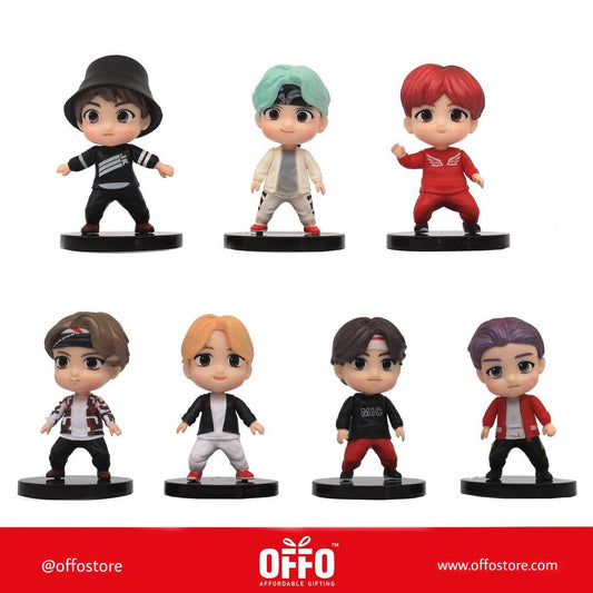 BTS Tiny Tans Figurines- Mic drop standing (Set of 7) [Size : 7-8 cm]