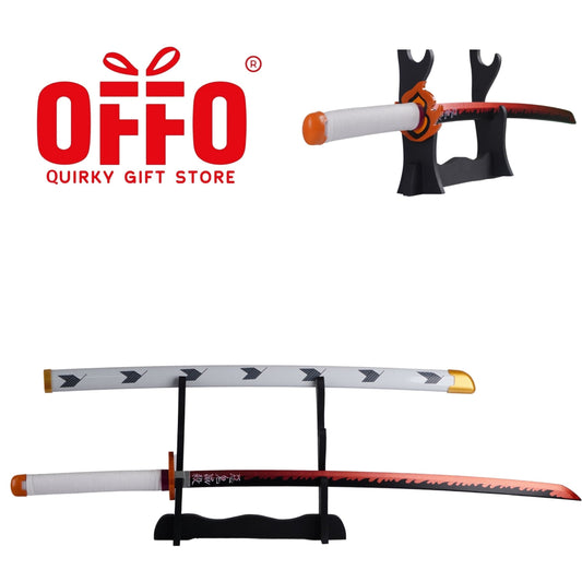 Demon Slayer Anime Rengoku Kyojuro Wooden Life Size Practice Katana Without Stand [100cm]