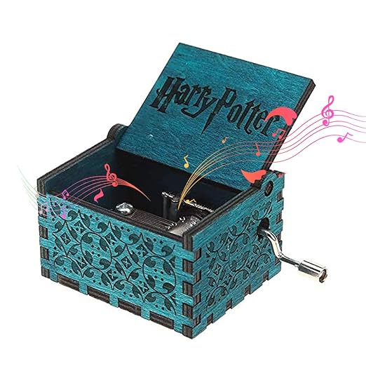 Harry Potter Blue Hand-Cranked Wooden Music Box