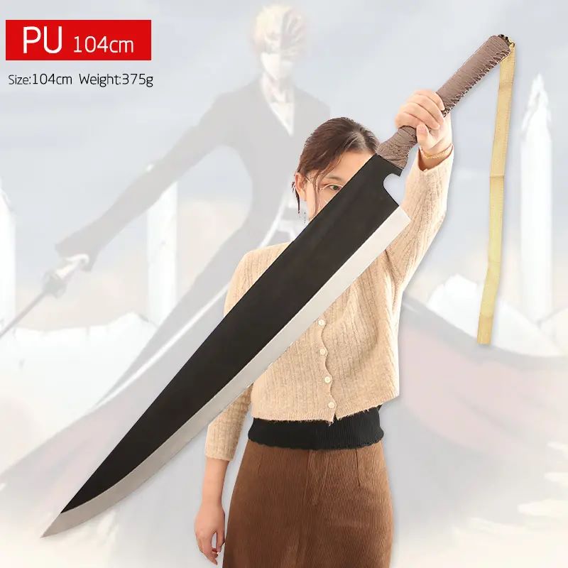 Bleach Anime Ichigo Kurosaki's Zangetsu Wooden Life Size Practice Katana Without Stand [100cm]