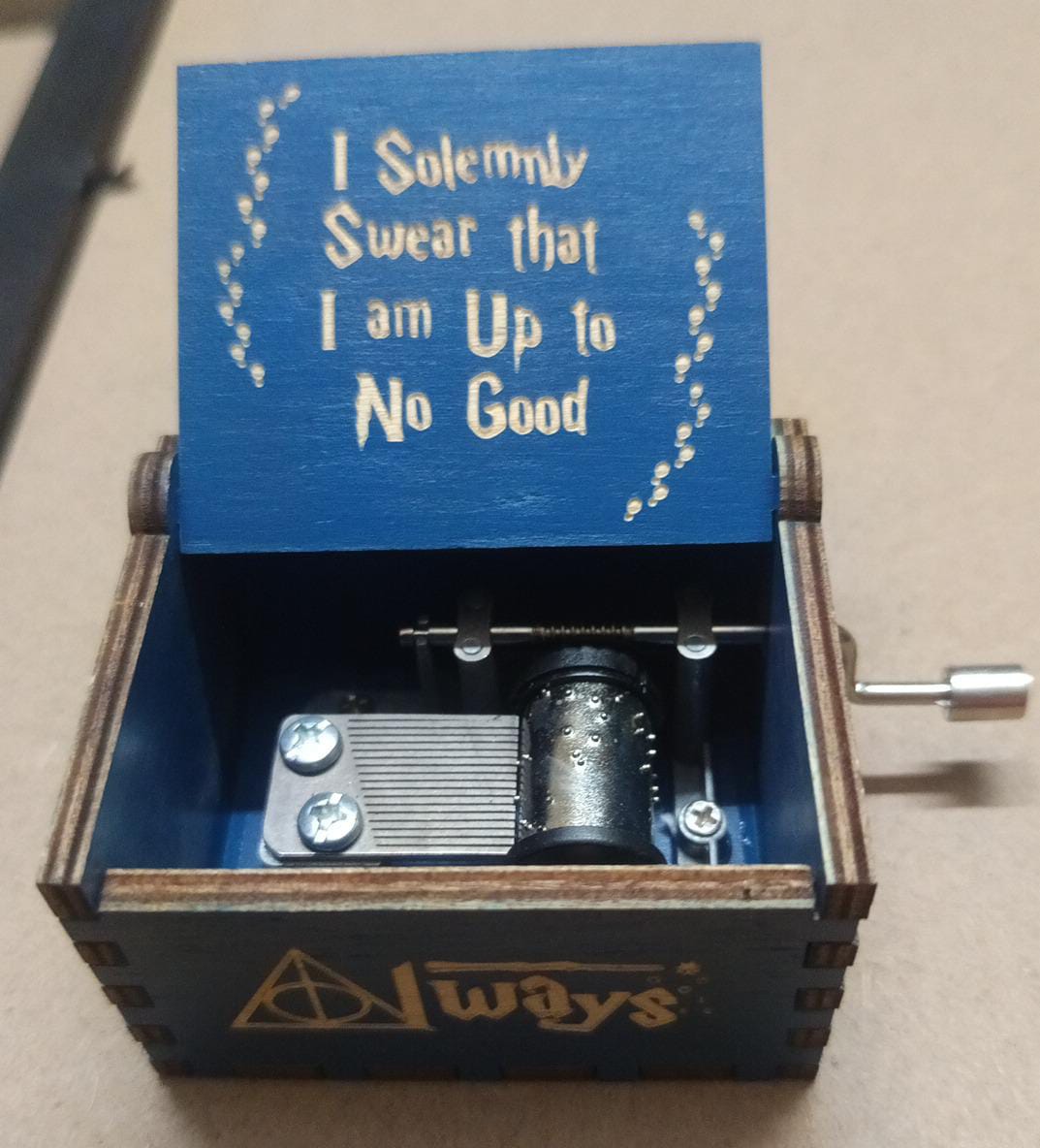 Harry Potter Themed, Hand-Cranked Wooden Music Box