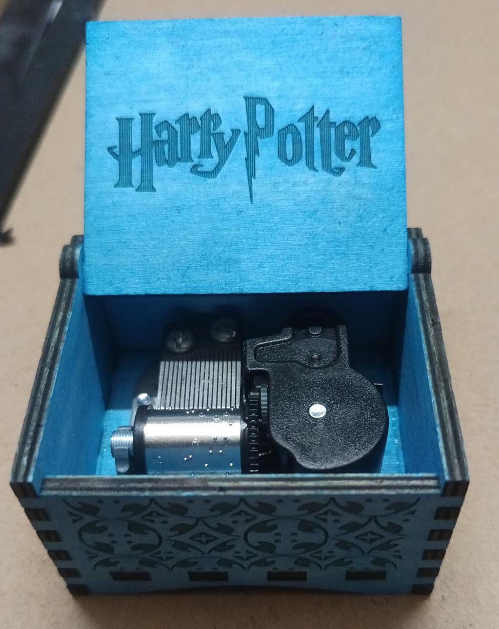 Harry Potter Blue Hand-Cranked Wooden Automatic Music Box